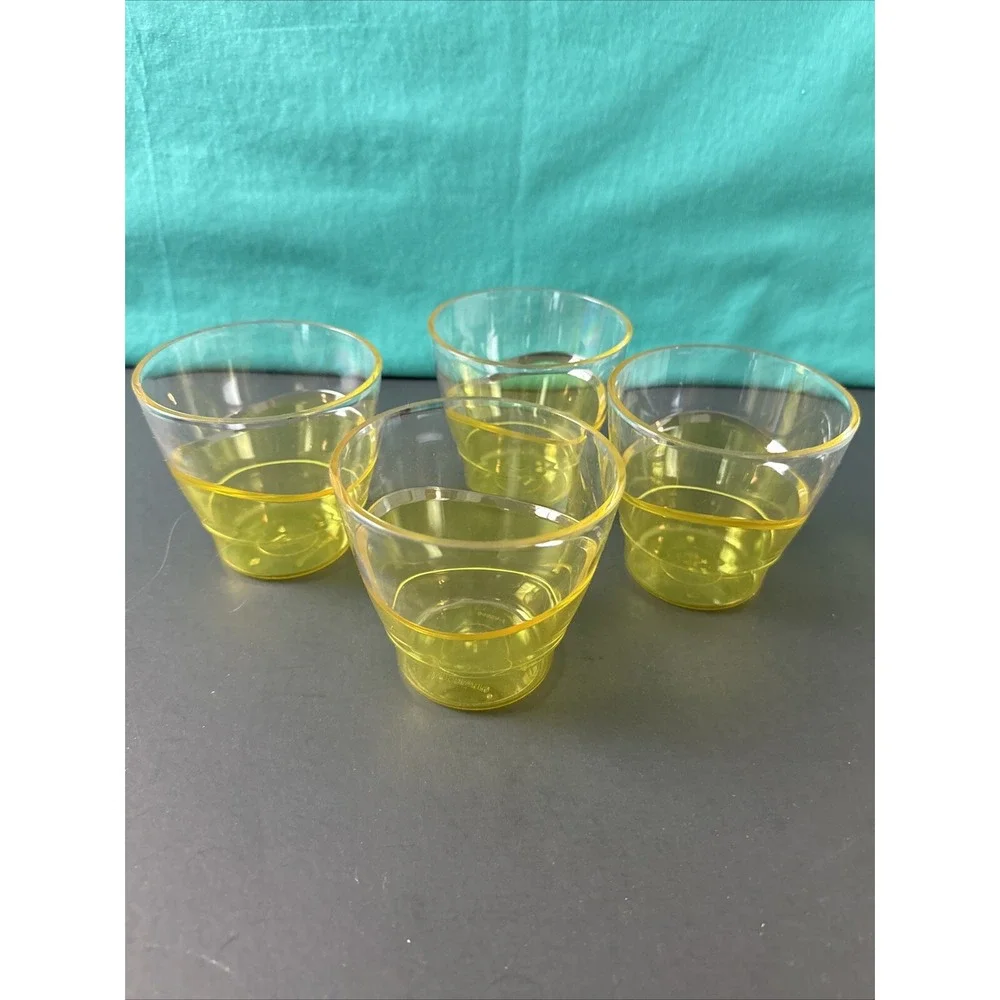 Tupperware Sheerly Elegant Low Tumblers 290ml / 9oz Acrylic Yellow Low Ball